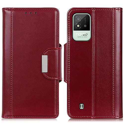 Leather Case Stands Flip Cover Holder M11L for Realme C20 Red