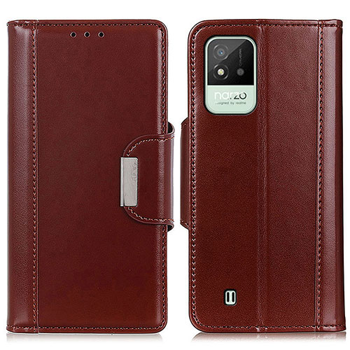 Leather Case Stands Flip Cover Holder M11L for Realme C20A Brown