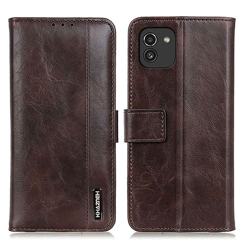 Leather Case Stands Flip Cover Holder M11L for Samsung Galaxy A03 Brown