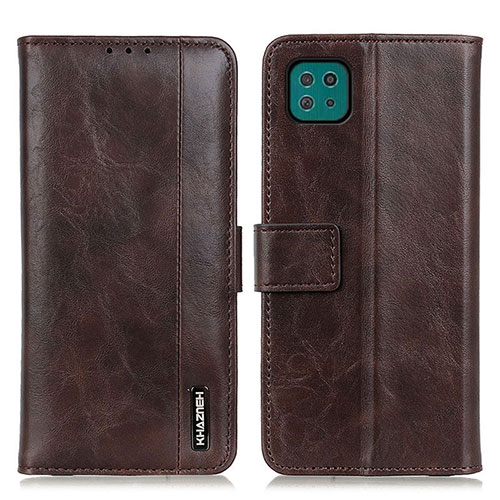 Leather Case Stands Flip Cover Holder M11L for Samsung Galaxy F42 5G Brown