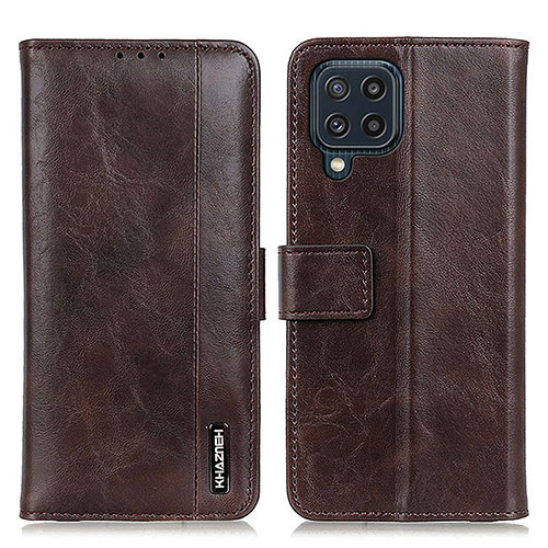 Leather Case Stands Flip Cover Holder M11L for Samsung Galaxy M32 4G Brown