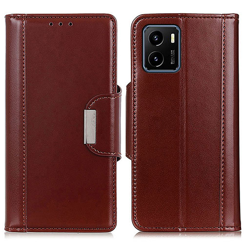 Leather Case Stands Flip Cover Holder M11L for Vivo Y01 Brown