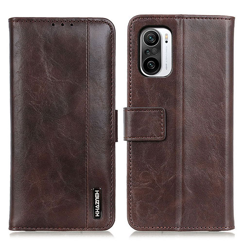 Leather Case Stands Flip Cover Holder M11L for Xiaomi Mi 11i 5G Brown