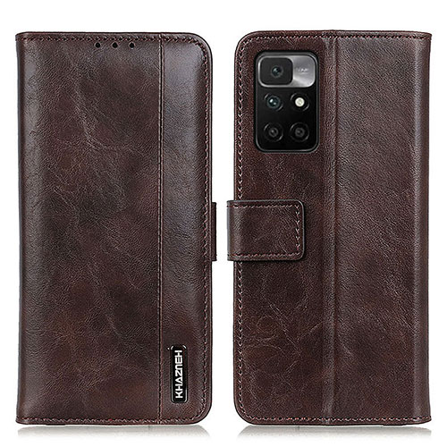 Leather Case Stands Flip Cover Holder M11L for Xiaomi Redmi Note 11 4G (2021) Brown