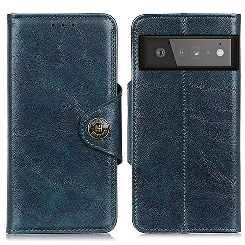 Leather Case Stands Flip Cover Holder M12L for Google Pixel 6 Pro 5G Blue