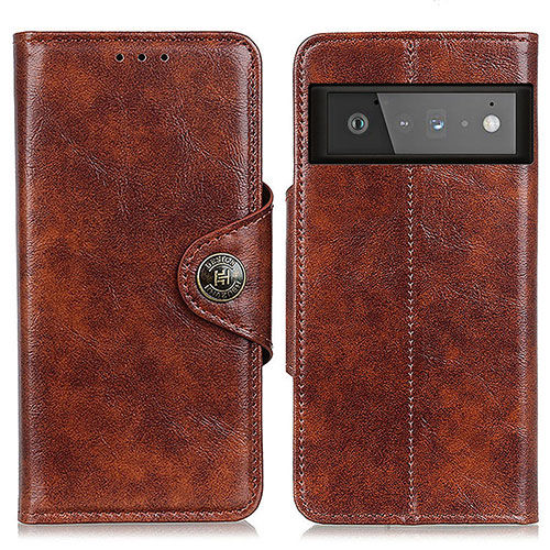 Leather Case Stands Flip Cover Holder M12L for Google Pixel 6 Pro 5G Brown