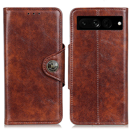 Leather Case Stands Flip Cover Holder M12L for Google Pixel 7 Pro 5G Brown