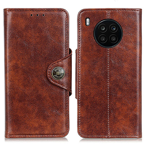 Leather Case Stands Flip Cover Holder M12L for Huawei Honor 50 Lite Brown