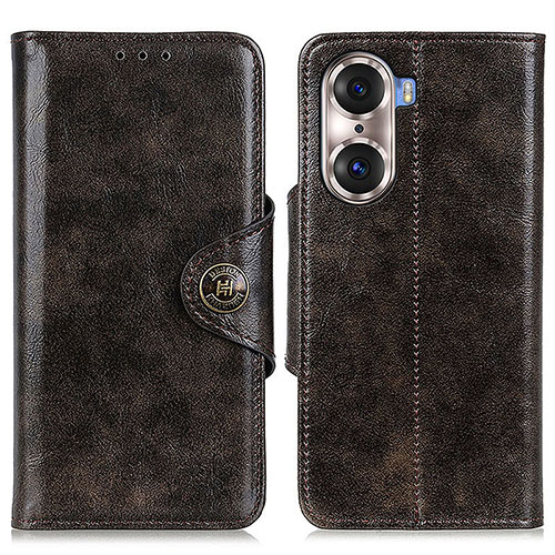 Leather Case Stands Flip Cover Holder M12L for Huawei Honor 60 5G Bronze