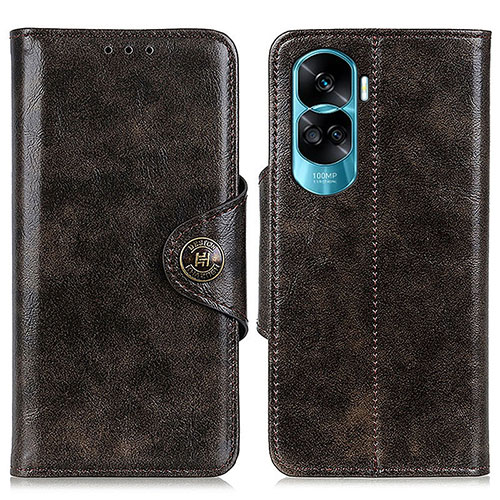 Leather Case Stands Flip Cover Holder M12L for Huawei Honor 90 Lite 5G Bronze