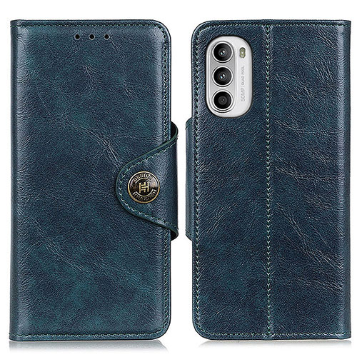 Leather Case Stands Flip Cover Holder M12L for Motorola Moto Edge (2022) 5G Blue