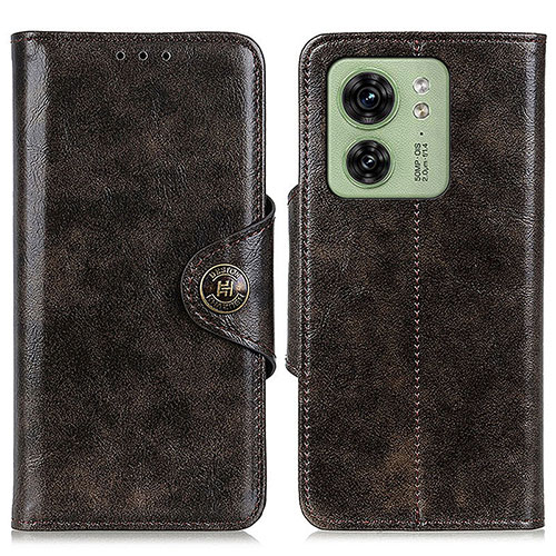 Leather Case Stands Flip Cover Holder M12L for Motorola Moto Edge (2023) 5G Bronze