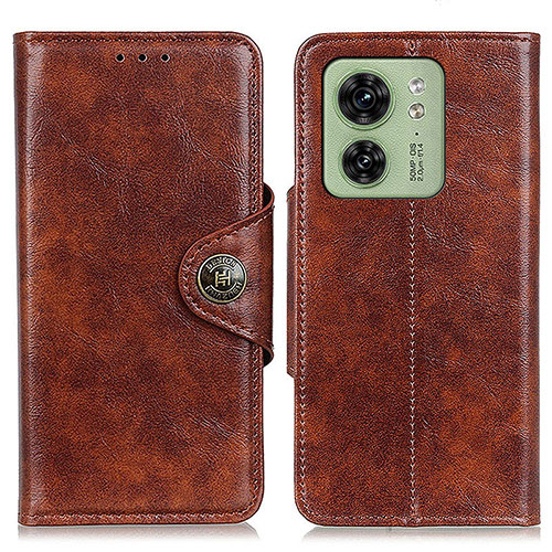 Leather Case Stands Flip Cover Holder M12L for Motorola Moto Edge (2023) 5G Brown