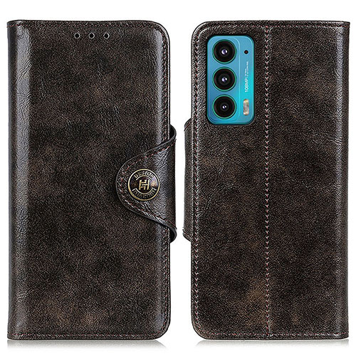 Leather Case Stands Flip Cover Holder M12L for Motorola Moto Edge Lite 5G Bronze