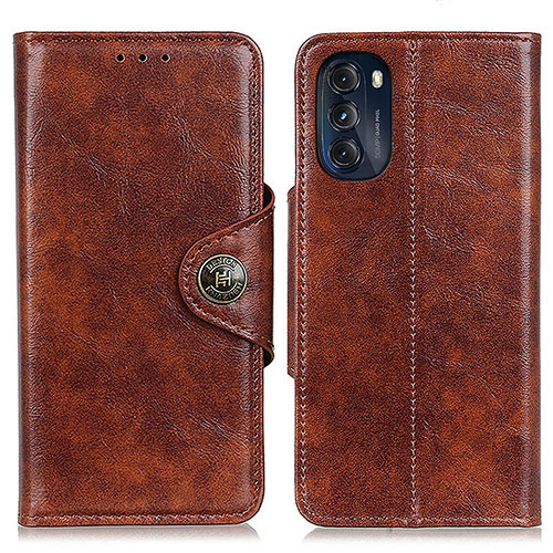 Leather Case Stands Flip Cover Holder M12L for Motorola Moto G 5G (2022) Brown