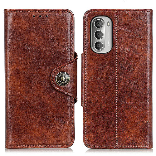 Leather Case Stands Flip Cover Holder M12L for Motorola Moto G Stylus (2022) 4G Brown