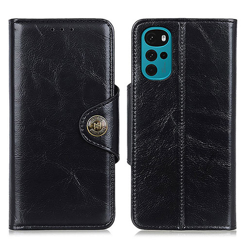 Leather Case Stands Flip Cover Holder M12L for Motorola Moto G22 Black