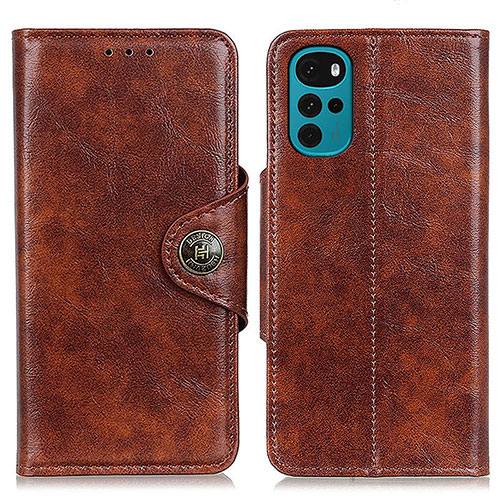 Leather Case Stands Flip Cover Holder M12L for Motorola Moto G22 Brown