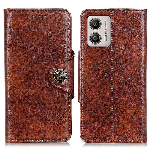 Leather Case Stands Flip Cover Holder M12L for Motorola Moto G53 5G Brown