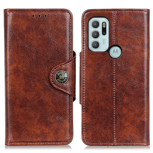 Leather Case Stands Flip Cover Holder M12L for Motorola Moto G60s Brown