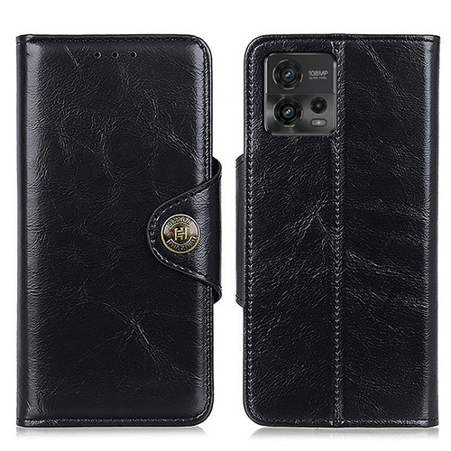 Leather Case Stands Flip Cover Holder M12L for Motorola Moto G72 Black