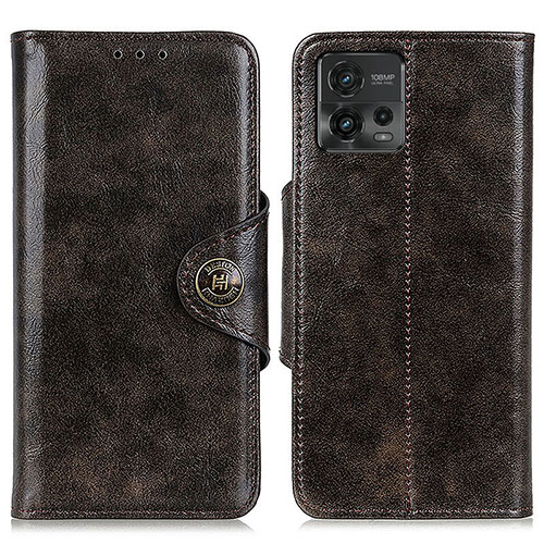 Leather Case Stands Flip Cover Holder M12L for Motorola Moto G72 Bronze