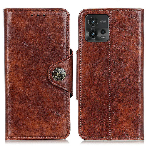 Leather Case Stands Flip Cover Holder M12L for Motorola Moto G72 Brown