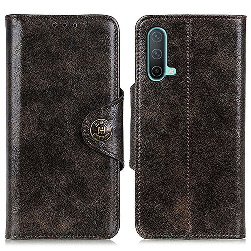 Leather Case Stands Flip Cover Holder M12L for OnePlus Nord CE 5G Bronze