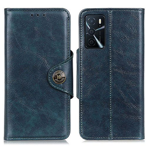 Leather Case Stands Flip Cover Holder M12L for Oppo A16 Blue