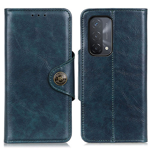 Leather Case Stands Flip Cover Holder M12L for Oppo A54 5G Blue