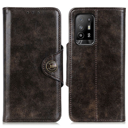 Leather Case Stands Flip Cover Holder M12L for Oppo A94 5G Brown