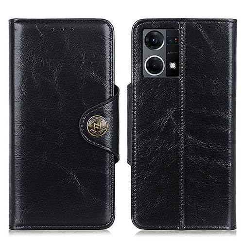 Leather Case Stands Flip Cover Holder M12L for Oppo F21 Pro 4G Black