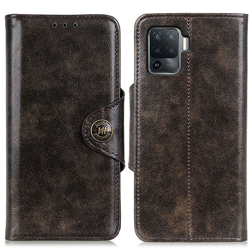 Leather Case Stands Flip Cover Holder M12L for Oppo Reno5 Lite Bronze