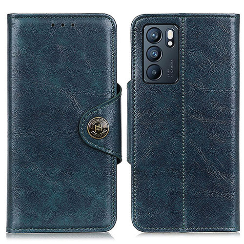 Leather Case Stands Flip Cover Holder M12L for Oppo Reno6 5G Blue