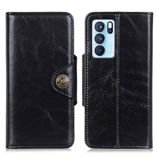 Leather Case Stands Flip Cover Holder M12L for Oppo Reno6 Pro 5G India Black