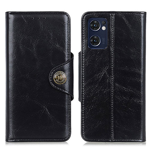 Leather Case Stands Flip Cover Holder M12L for Oppo Reno7 5G Black