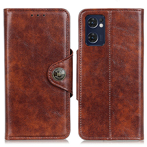 Leather Case Stands Flip Cover Holder M12L for Oppo Reno7 5G Brown