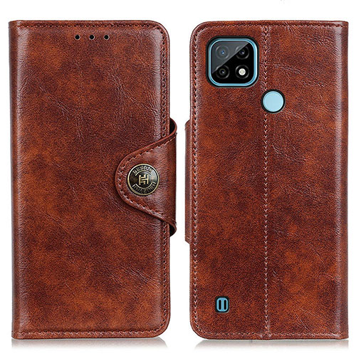 Leather Case Stands Flip Cover Holder M12L for Realme C21 Brown