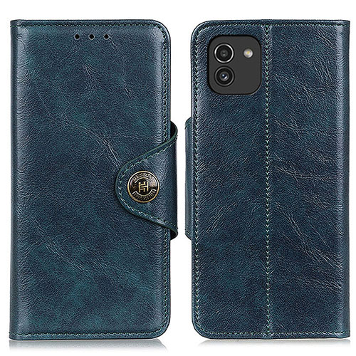 Leather Case Stands Flip Cover Holder M12L for Samsung Galaxy A03 Blue