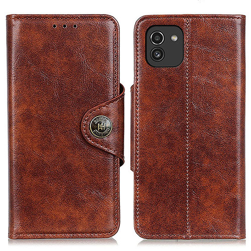 Leather Case Stands Flip Cover Holder M12L for Samsung Galaxy A03 Brown