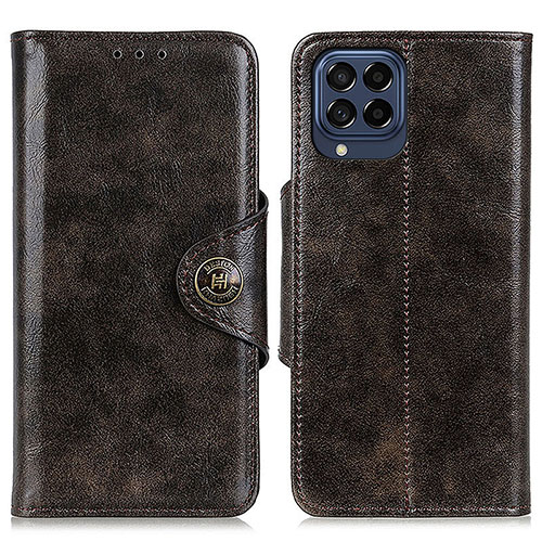 Leather Case Stands Flip Cover Holder M12L for Samsung Galaxy M53 5G Bronze