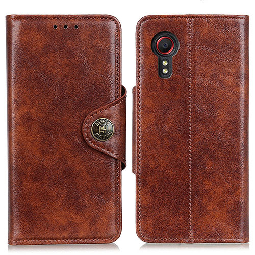 Leather Case Stands Flip Cover Holder M12L for Samsung Galaxy XCover 5 SM-G525F Brown