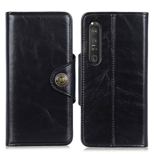 Leather Case Stands Flip Cover Holder M12L for Sony Xperia 1 III Black