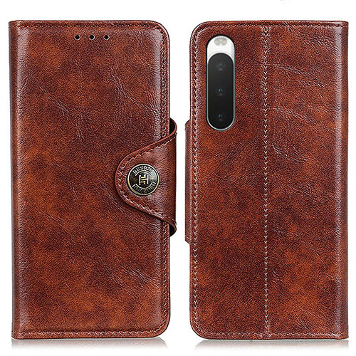 Leather Case Stands Flip Cover Holder M12L for Sony Xperia 10 IV SO-52C Brown