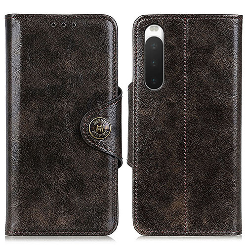 Leather Case Stands Flip Cover Holder M12L for Sony Xperia 10 IV SOG07 Bronze