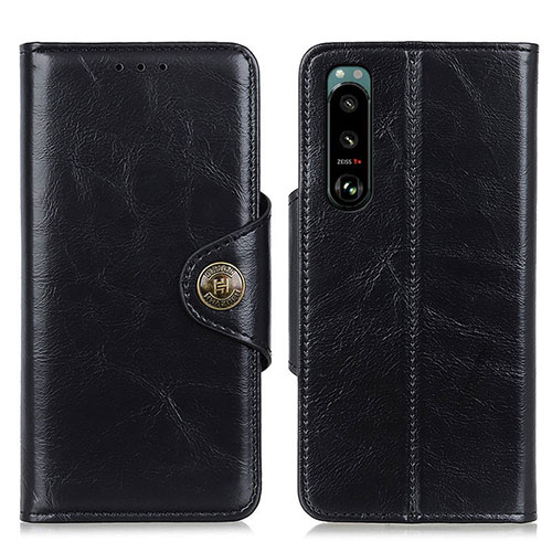 Leather Case Stands Flip Cover Holder M12L for Sony Xperia 5 III SO-53B Black