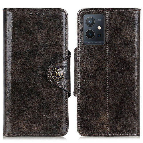 Leather Case Stands Flip Cover Holder M12L for Vivo iQOO Z6 5G Bronze