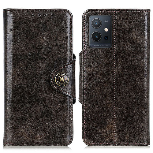 Leather Case Stands Flip Cover Holder M12L for Vivo Y55 5G Bronze