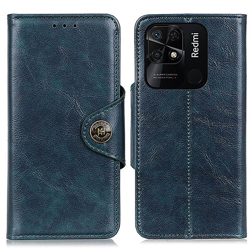 Leather Case Stands Flip Cover Holder M12L for Xiaomi Redmi 10 India Blue
