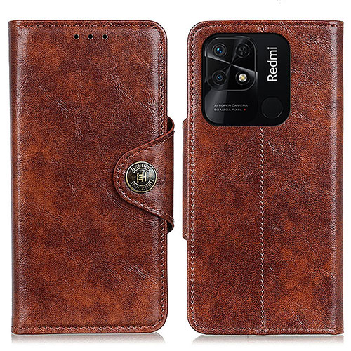 Leather Case Stands Flip Cover Holder M12L for Xiaomi Redmi 10C 4G Brown